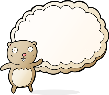 Bir insan tarafından çizilmiş metin alanı bulutlu çizgi film ayısı