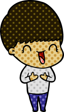 Bir insan tarafından çizilmiş mutlu çizgi film çocuğu.