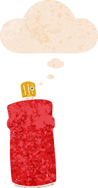 Düşünce baloncuklu çizgi film spreyi grunge sıkıntılı retro desenli bir insan tarafından çizilmiş