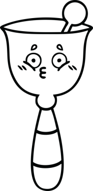 Bir insan tarafından çizilmiş okul çanının çizgi çizimi.