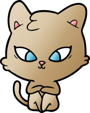 Bir insan tarafından çizilmiş sevimli çizgi film kedisi.