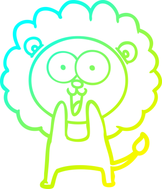 Bir insan tarafından çizilmiş mutlu çizgi film aslanı çizimi.