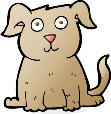 Bir insan tarafından çizilmiş mutlu bir köpek.