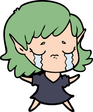 Bir insan tarafından çizilmiş ağlayan elf kızı.