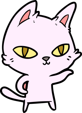 Bir insan tarafından çizilmiş çizgi film kedisi.