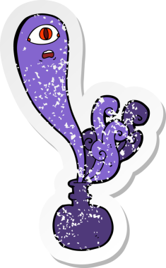 Bir insan tarafından çizilmiş şişedeki cadılar bayramı hayaletinin gerilimli yapıştırması.