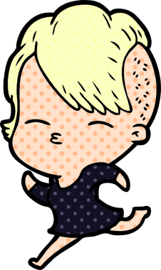 Bir insan tarafından çizilmiş şaşı çizgi film kızı.