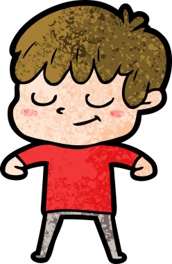 Bir insan tarafından çizilmiş mutlu çocuk çizgi filmi.