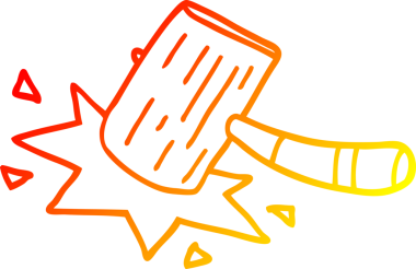 Bir insan tarafından çizilmiş bir karikatür çekicinin sıcak çizgi çizimi