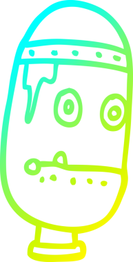 Bir insan tarafından çizilmiş soğuk gradyan robot kafası çizimi.