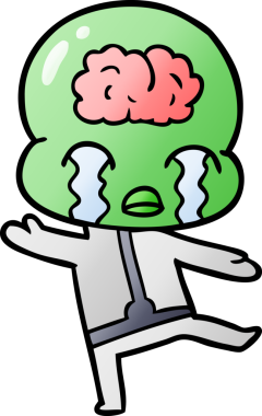 Bir insan tarafından çizilmiş koca beyinli bir uzaylı ağlaması.