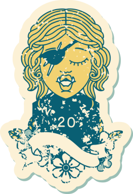 Retro Dövme Biçimi Bir insan tarafından çizilmiş 20 zarlı yarı ork