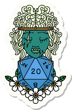 Bir insan tarafından çizilmiş 20 zarlı bir ork barbarının çıkartması.