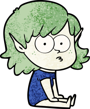 Bir insan tarafından çizilmiş çizgi film elf kızı.