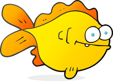 Bir insan tarafından çizilmiş karikatür balığı.