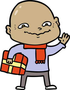 Bir insan tarafından çizilmiş, Xmas 'lı gergin bir adam.