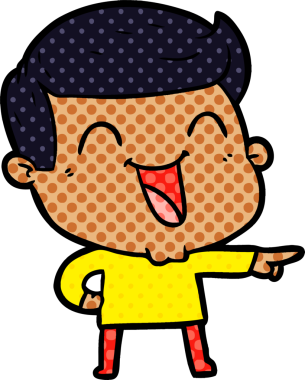 Bir insan tarafından çizilmiş gülen çizgi film adamı.