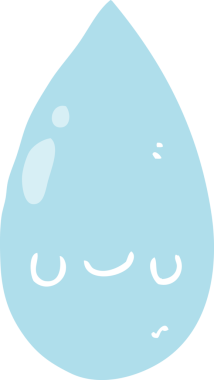 Bir insan tarafından çizilmiş düz renk çizgi film tatlı yağmur damlası