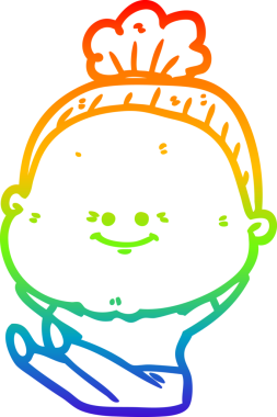 Gökkuşağı gradyan çizgi çizimi Bir insan tarafından çizilmiş mutlu yaşlı kadın