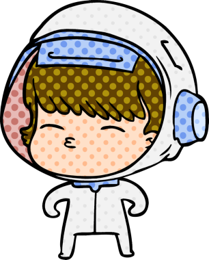 Bir insan tarafından çizilmiş meraklı astronot çizgi filmi.