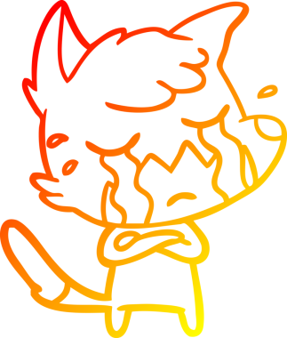 Bir insan tarafından çizilmiş ağlayan tilki çizgi filmi.