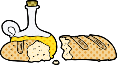 Bir insan tarafından çizilmiş ekmek ve yağ karikatürü.