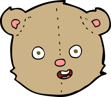 Bir insan tarafından çizilmiş oyuncak ayı kafası.