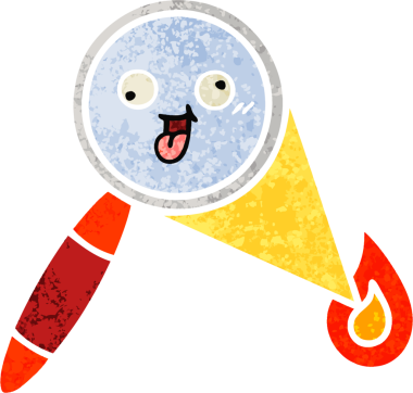 Bir insan tarafından çizilmiş bir büyüteçin retro çizim tarzı karikatürü