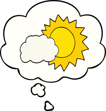 Bir insan tarafından çizilmiş düşünce baloncuklu karikatür havası