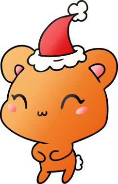 Bir insan tarafından çizilmiş Kawai ayısının el çizimi gradyan karikatürü.