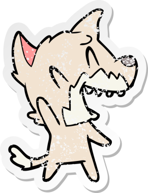 Bir insan tarafından çizilmiş gülen tilki çizgi filminin sıkıntılı çıkartması.