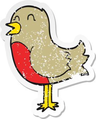 Bir insan tarafından çizilmiş karikatür kuşunun sıkıntılı çıkartması