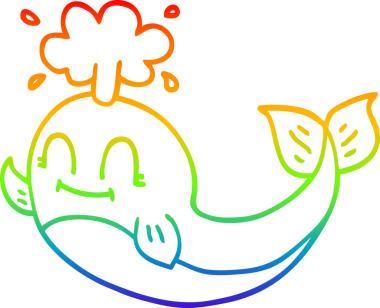 gökkuşağı gradyanı çizimi bir insan tarafından çizilmiş mutlu balina çizgi