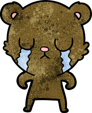 Bir insan tarafından çizilmiş ağlayan çizgi film ayısı.