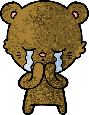 Bir insan tarafından çizilmiş ağlayan çizgi film ayısı.