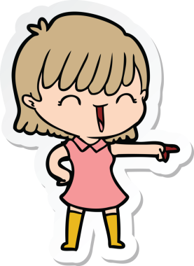 Bir insan tarafından çizilmiş bir karikatür kadının çıkartması.