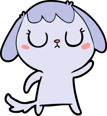 Bir insan tarafından çizilmiş şirin bir çizgi film köpeği.