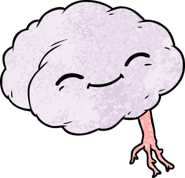 bir insan tarafından çizilmiş mutlu bir beyin.