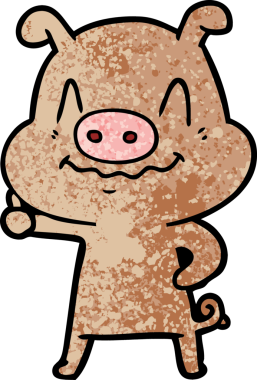 Bir insan tarafından çizilmiş sinirli çizgi film domuzu.