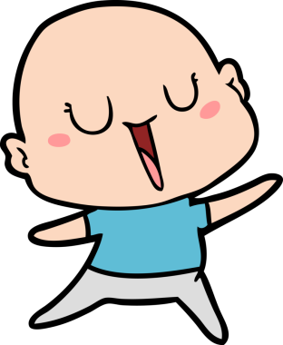 Bir insan tarafından çizilmiş mutlu, kel adam.