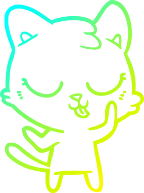 Bir insan tarafından çizilen çizgi film kedisinin soğuk gradyan çizgisi.