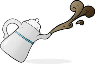 Bir insan tarafından çizilmiş serbest çizim kahve demliği.