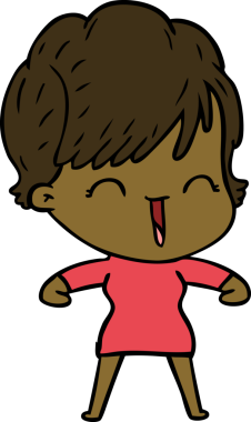 Bir insan tarafından çizilmiş gülen kadın çizgi filmi.