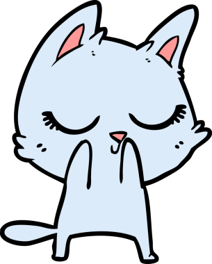 Bir insan tarafından çizilmiş sakin çizgi film kedisi.