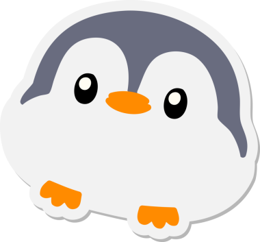 Bir insan tarafından çizilmiş şirin bir Noel pengueni çıkartması.