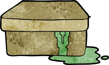 Bir insan tarafından çizilmiş balçık dolu çizgi film kutusu.