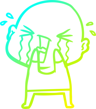 Bir insan tarafından çizilmiş, ağlayan kel bir adamın çizdiği soğuk çizgi.