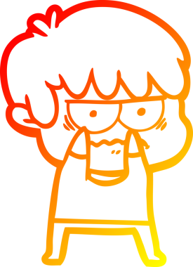 Bir insan tarafından çizilmiş kızgın çizgi film çocuğunun sıcak çizgi çizimi.