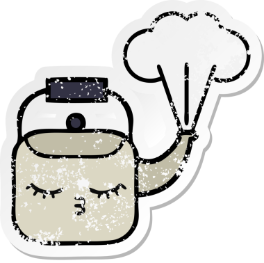 Bir insan tarafından çizilmiş dumanı tüten tatlı bir karikatür çıkartması.