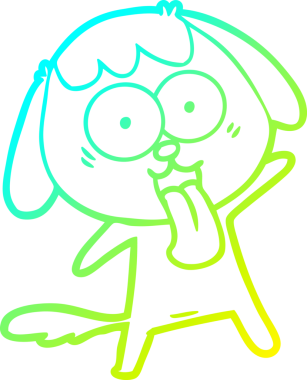 Bir insan tarafından çizilmiş şirin bir çizgi köpeğin soğuk gradyan çizgisi.